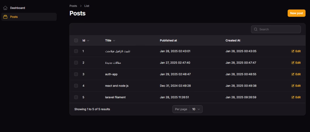 laravel filament posts